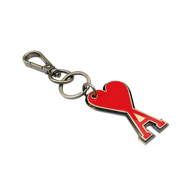 Heart shaped hang tag hook buckle keychain, red drip glue hanging tag keydog buckle