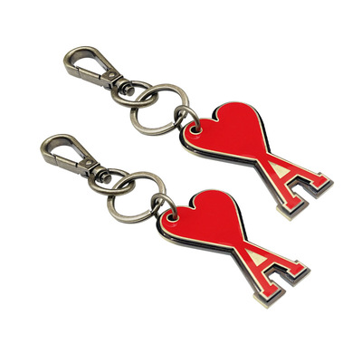 Heart shaped hang tag hook buckle keychain, red drip glue hanging tag keydog buckle