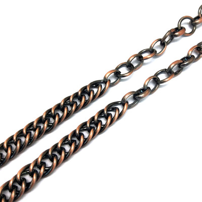 Brushed antique copper bag with decorative chain, shoulder bag decorative chain