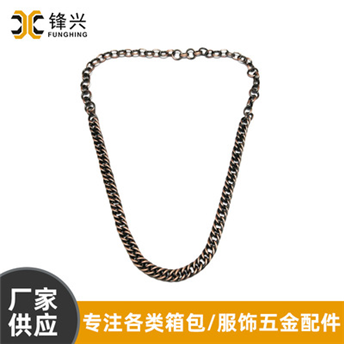 Brushed antique copper bag with decorative chain, shoulder bag decorative chain
